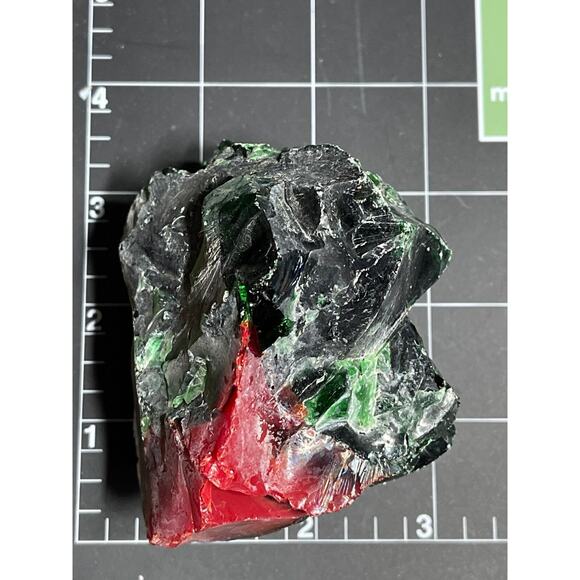 Emerald Ruby Tipped Art Glass Cullet Slag Glass #5XL160 - Picture 6 of 6